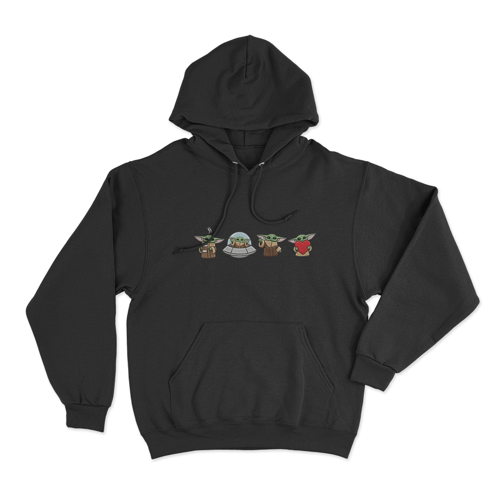 Cute Grogu Characters Unisex Hoodie Black Cute Grogu Characters Unisex Hoodie Black