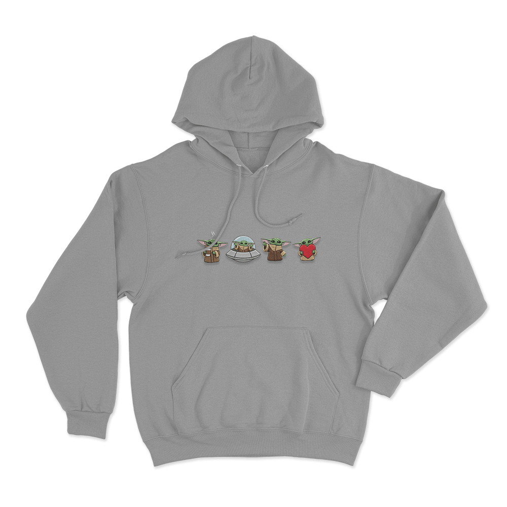 Cute Grogu Characters Unisex Hoodie Grey Cute Grogu Characters Unisex Hoodie Grey