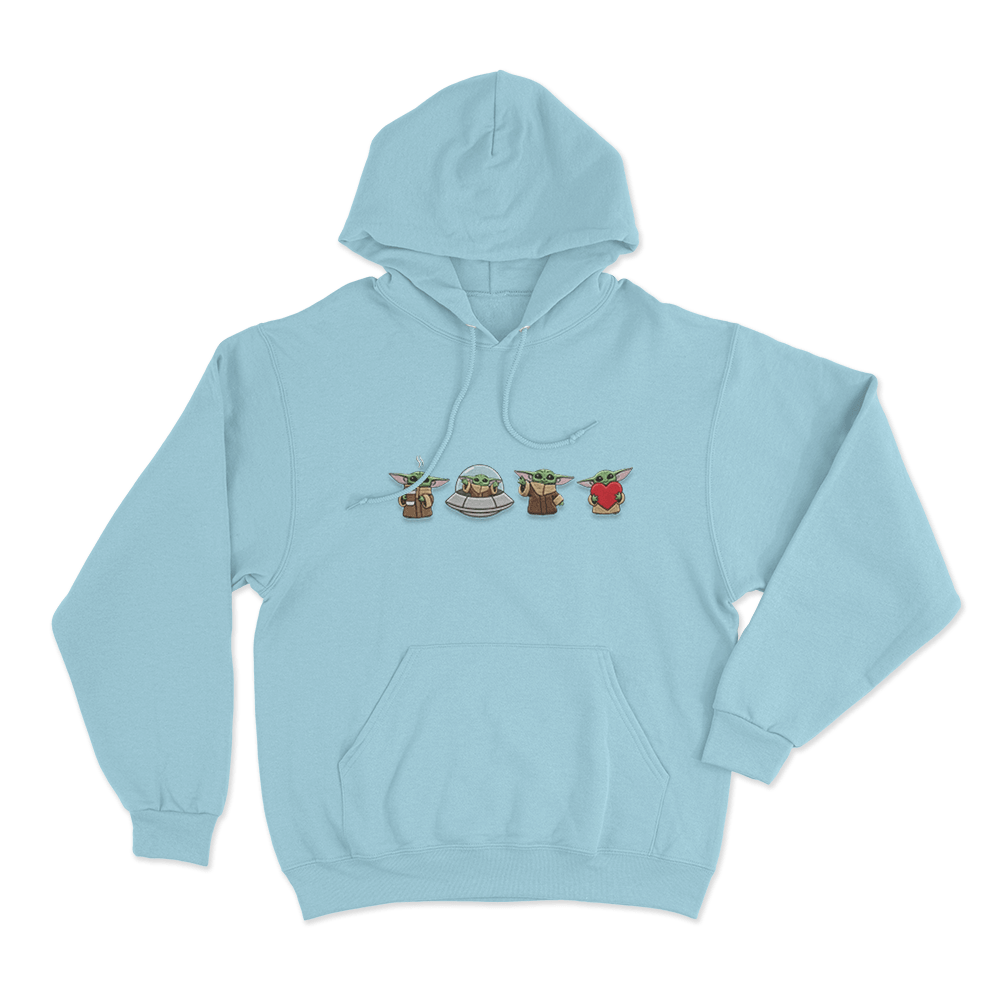 Cute Grogu Characters Unisex Hoodie Sky Blue Cute Grogu Characters Unisex Hoodie Sky Blue