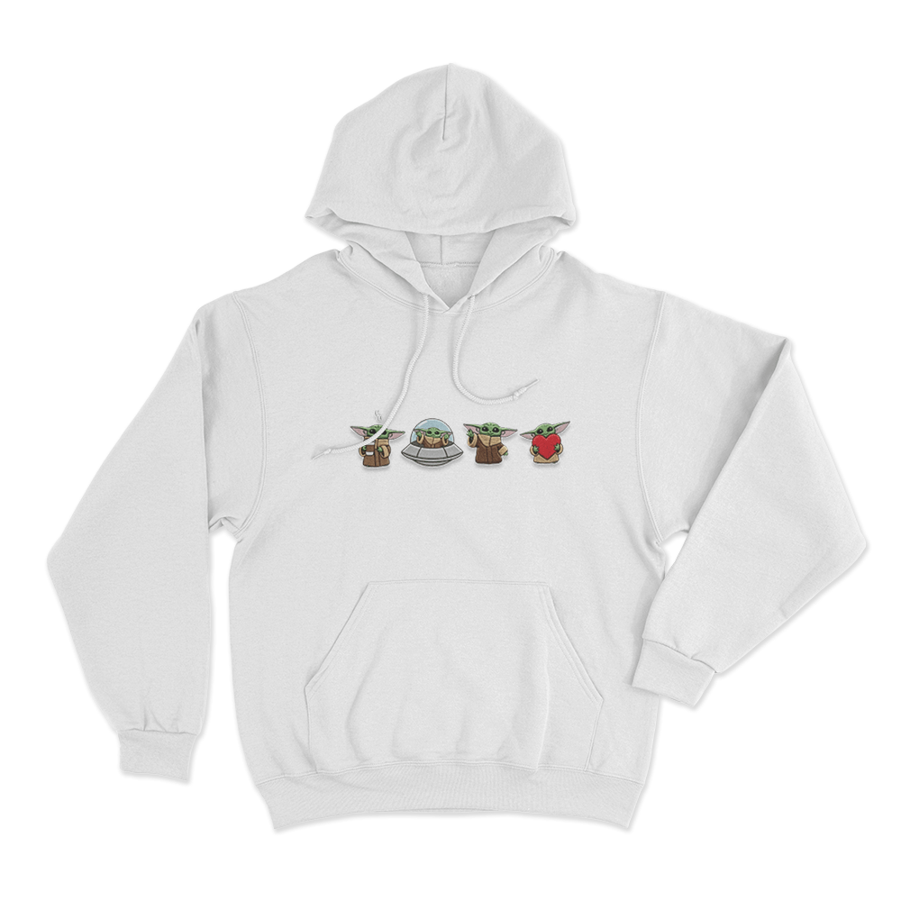 Cute Grogu Characters Unisex Hoodie White Cute Grogu Characters Unisex Hoodie White