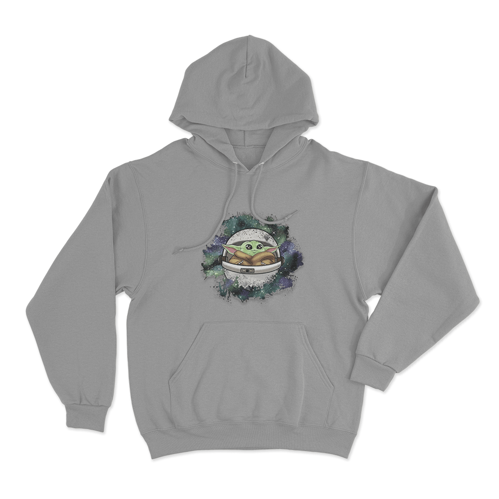 Galaxy Grogu In Pod Unisex Hoodie Grey Galaxy Grogu In Pod Unisex Hoodie Grey