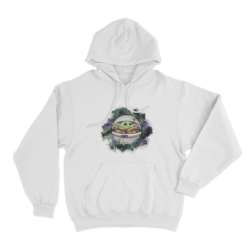 Galaxy Grogu In Pod Unisex Hoodie White Galaxy Grogu In Pod Unisex Hoodie White
