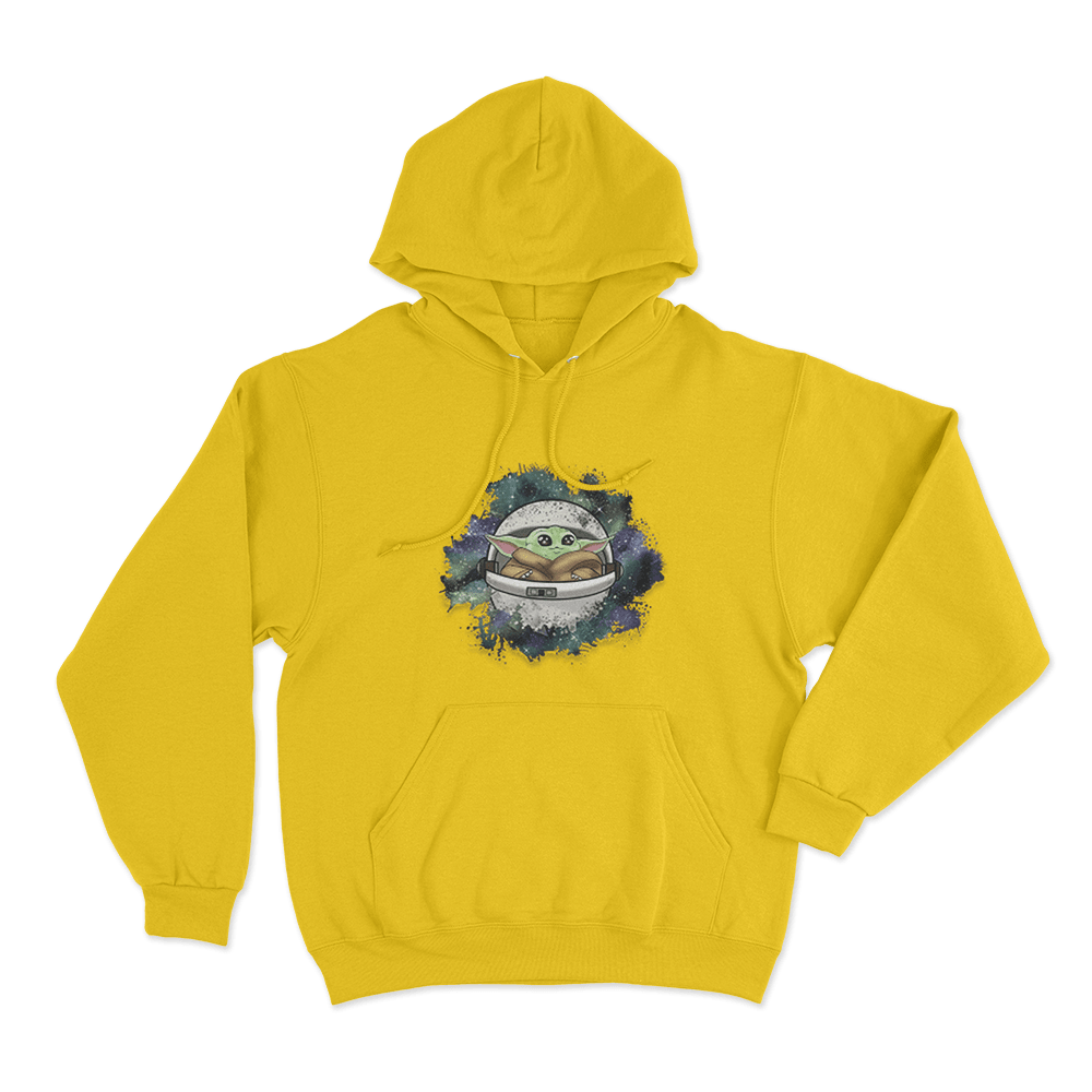 Galaxy Grogu In Pod Unisex Hoodie Yellow Galaxy Grogu In Pod Unisex Hoodie Yellow