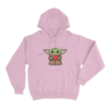 Grogu Holding Heart Unisex Hoodie Pink
